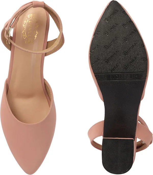 Pink_Synthetic_Leather_Heels_For_Women