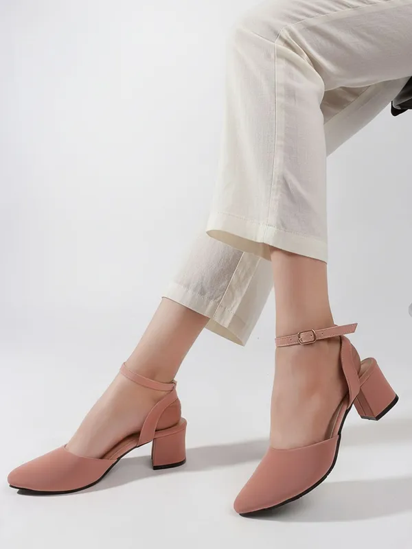 Pink_Synthetic_Leather_Heels_For_Women