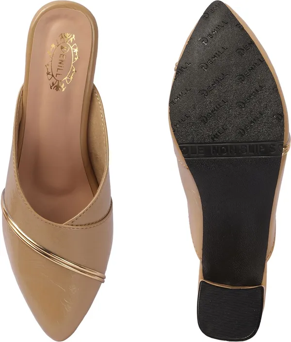 Beige_Synthetic_Leather_Heels_For_Women