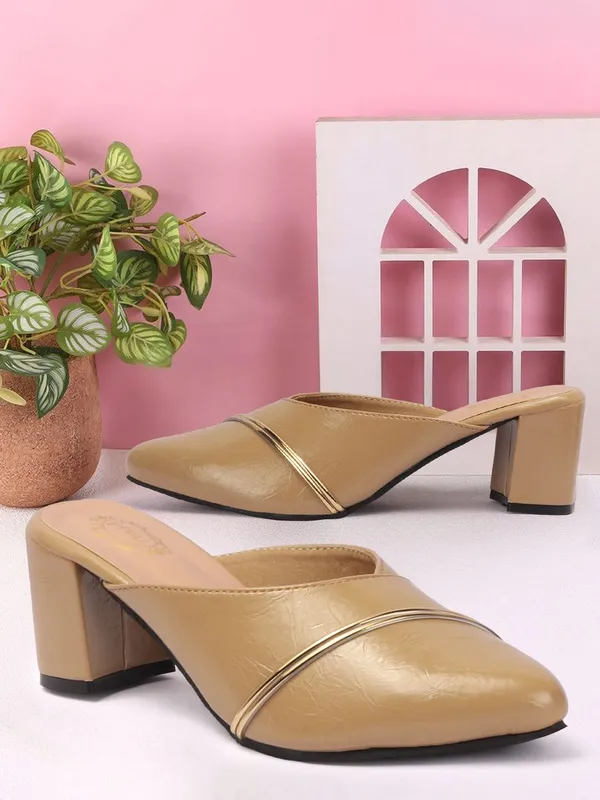 Beige_Synthetic_Leather_Heels_For_Women