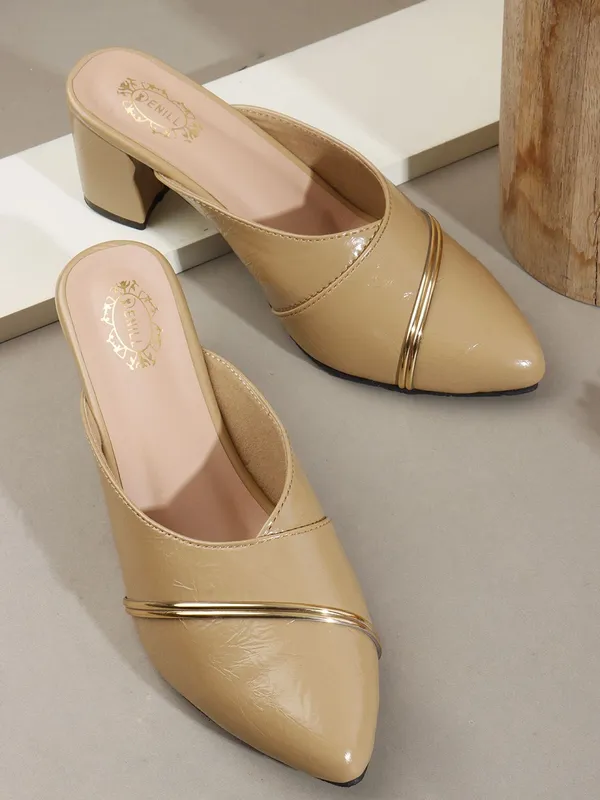 Beige_Synthetic_Leather_Heels_For_Women