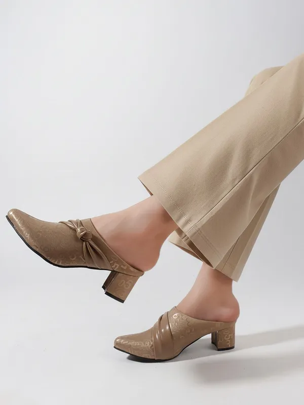 Beige_Synthetic_Leather_Heels_For_Women