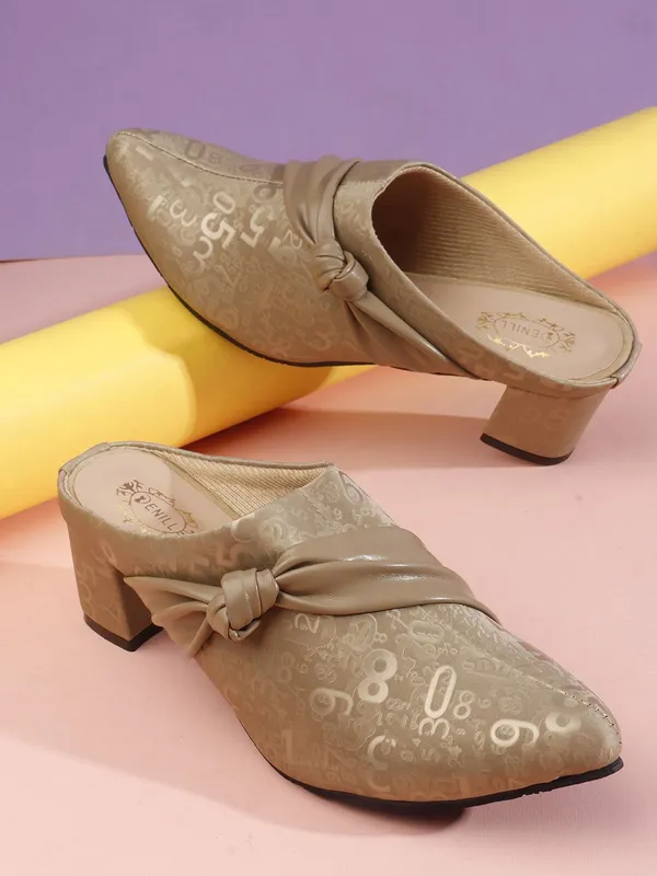 Beige_Synthetic_Leather_Heels_For_Women