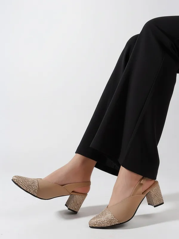 Beige_Synthetic_Leather_Heels_For_Women