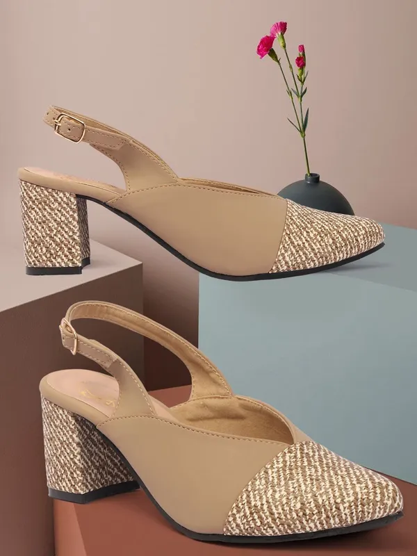 Beige_Synthetic_Leather_Heels_For_Women