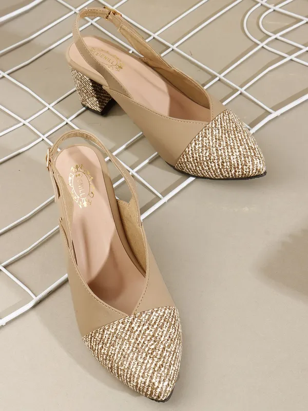 Beige_Synthetic_Leather_Heels_For_Women