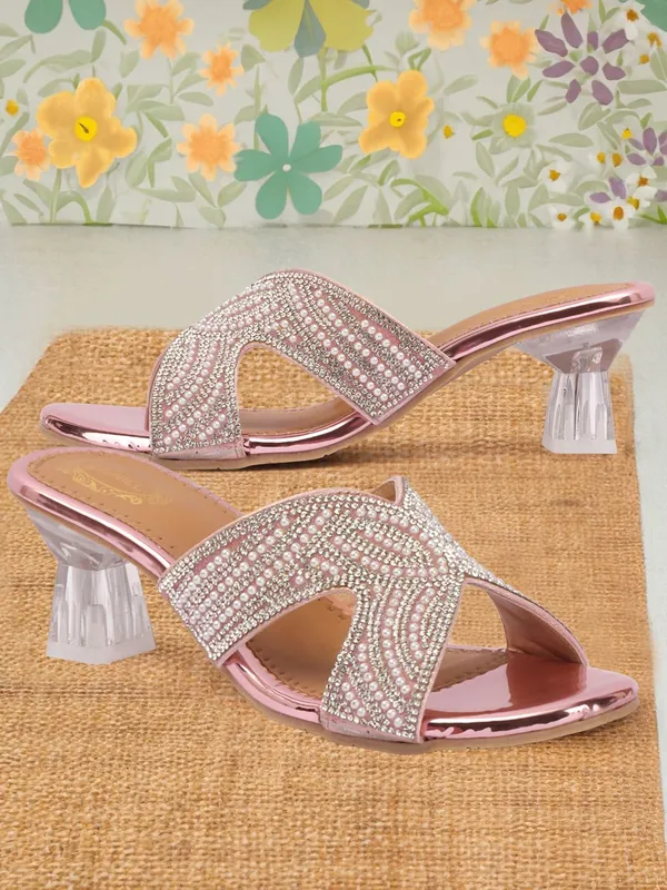 Pink_Synthetic_Heels_For_Women