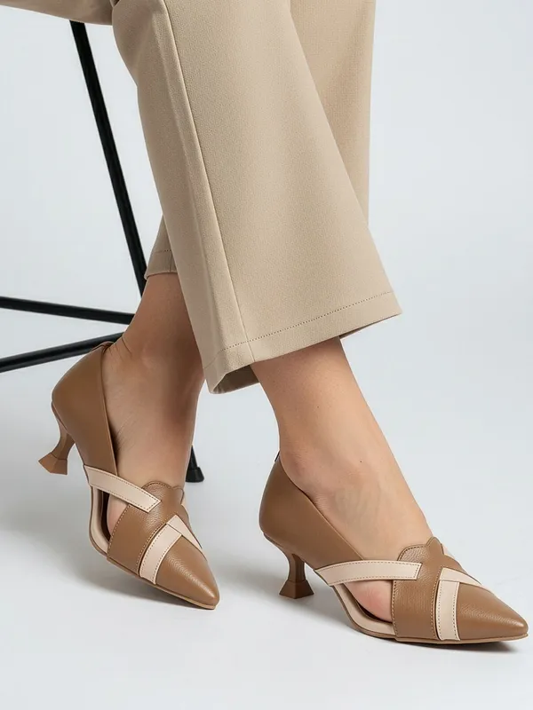 Beige_Synthetic_Leather_Heels_For_Women