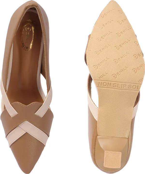 Beige_Synthetic_Leather_Heels_For_Women