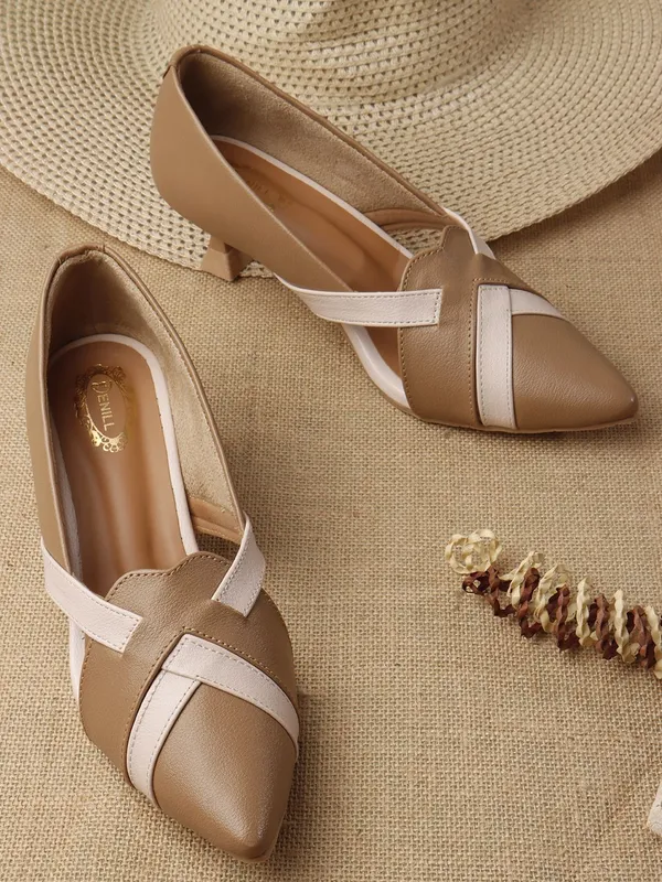 Beige_Synthetic_Leather_Heels_For_Women