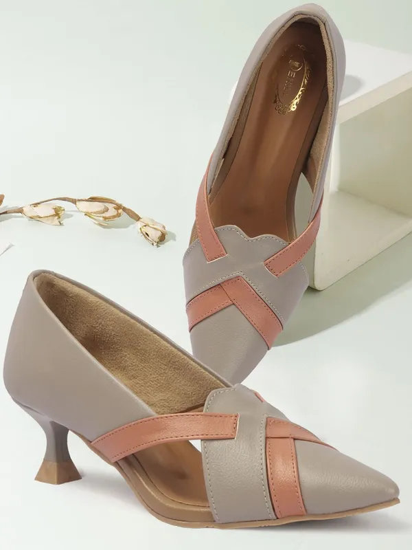 Grey_Synthetic_Leather_Heels_For_Women