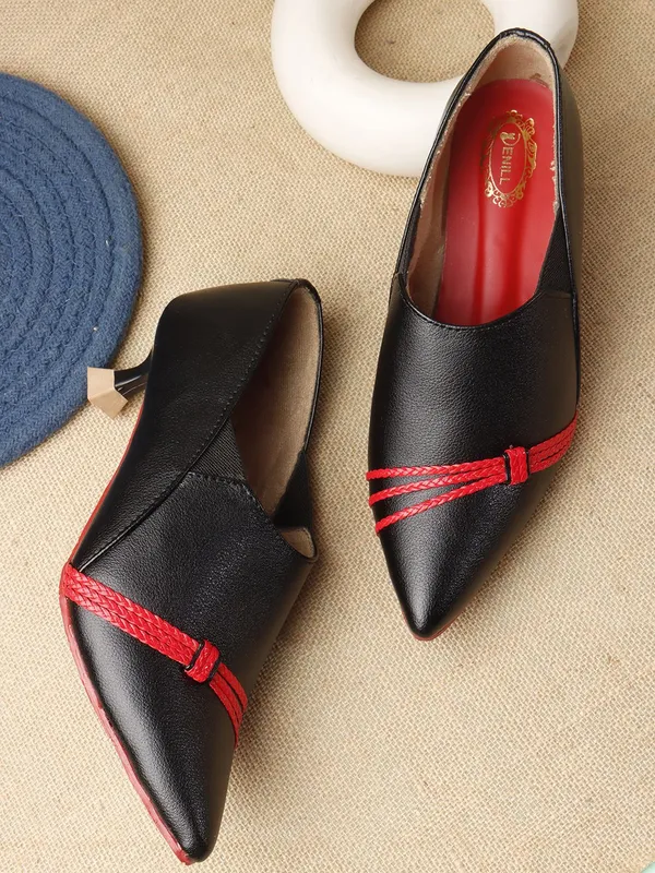 Black_Synthetic_Leather_Heels_For_Women