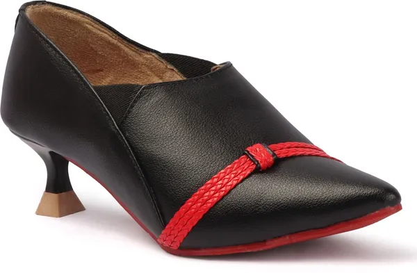 Black_Synthetic_Leather_Heels_For_Women