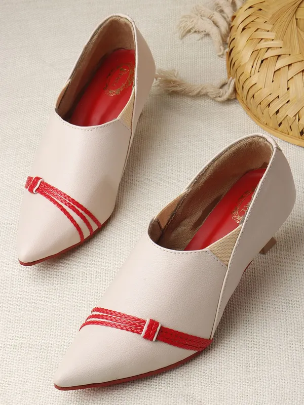 Beige_Synthetic_Leather_Heels_For_Women