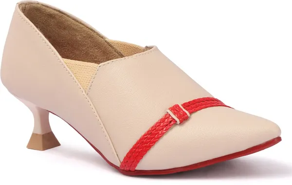 Beige_Synthetic_Leather_Heels_For_Women