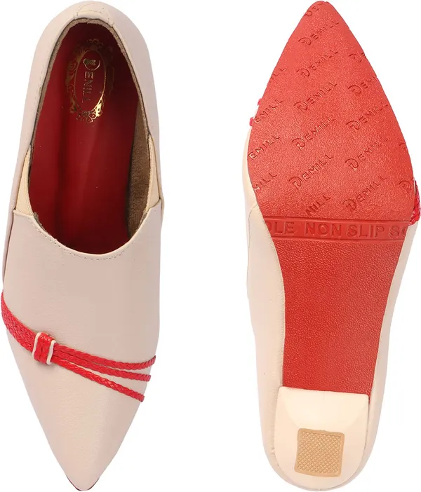 Beige_Synthetic_Leather_Heels_For_Women