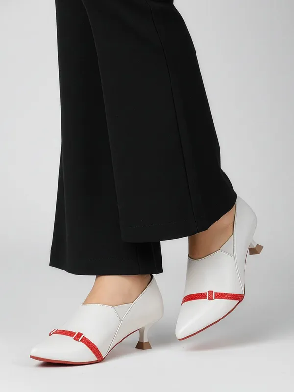White_Synthetic_Leather_Heels_For_Women
