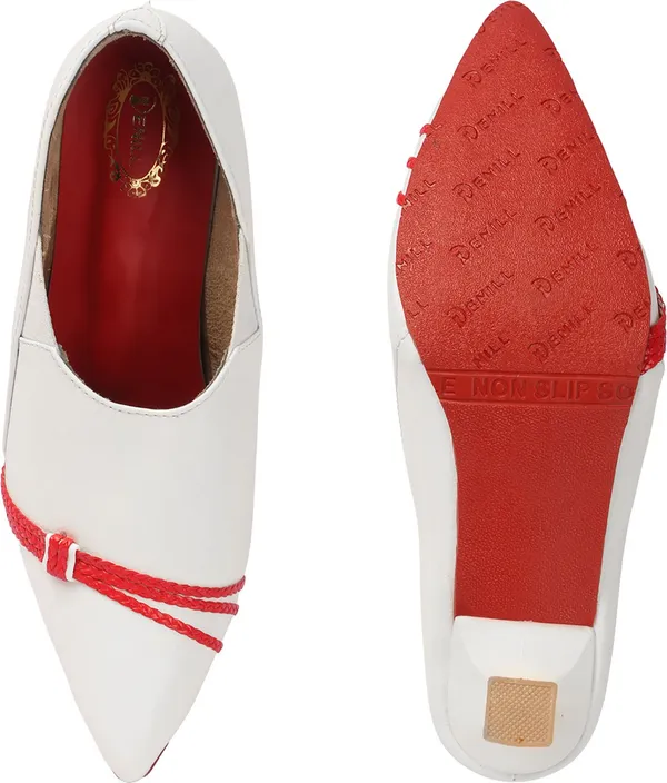 White_Synthetic_Leather_Heels_For_Women