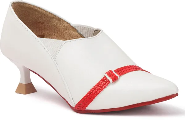 White_Synthetic_Leather_Heels_For_Women