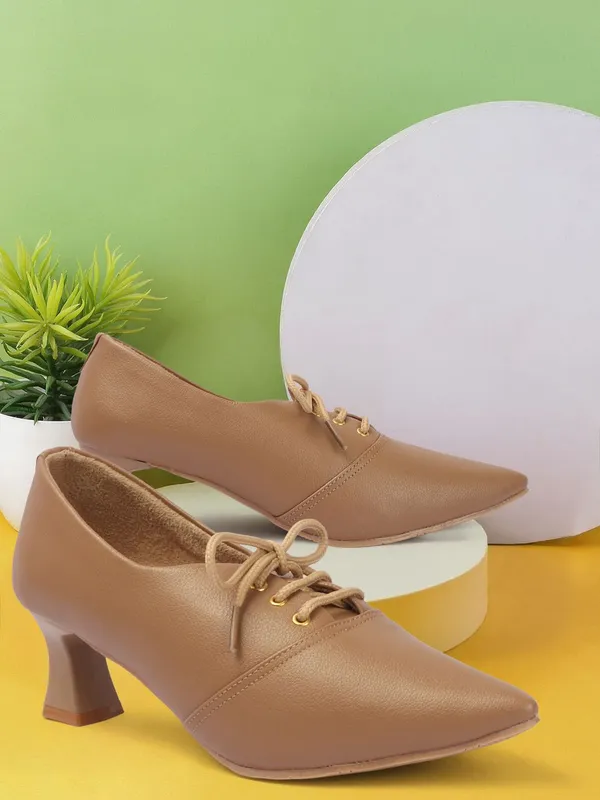 Beige_Synthetic_Leather_Heels_For_Women