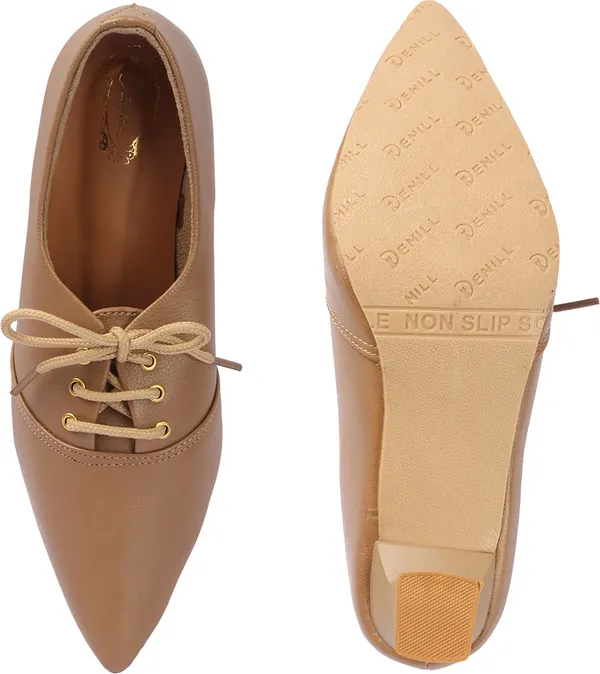 Beige_Synthetic_Leather_Heels_For_Women