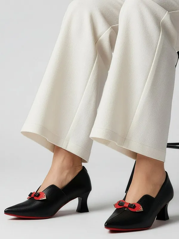 Black_Synthetic_Leather_Heels_For_Women