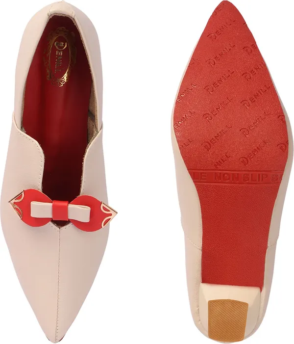 Beige_Synthetic_Leather_Heels_For_Women