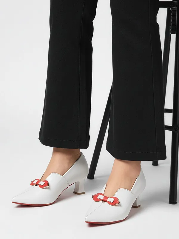 White_Synthetic_Leather_Heels_For_Women
