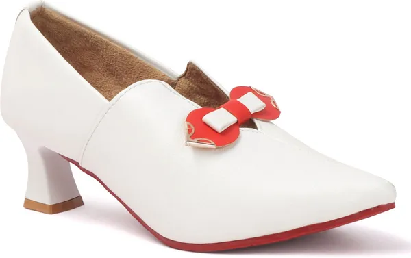 White_Synthetic_Leather_Heels_For_Women