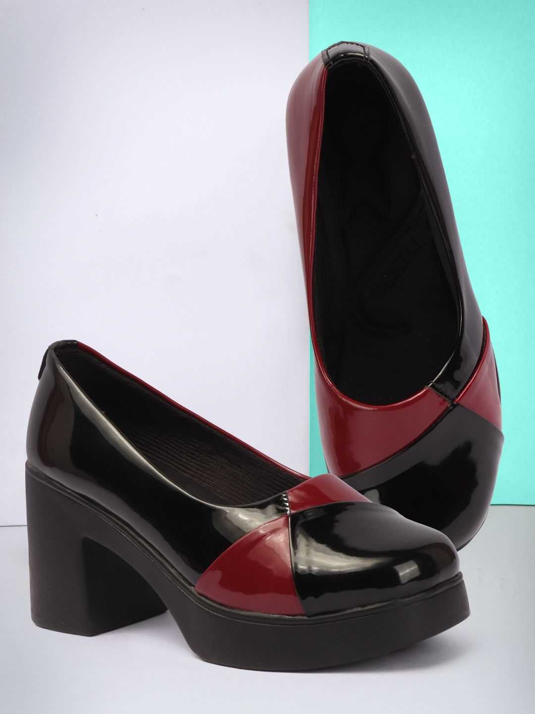 Black_Synthetic_Leather_Heels_For_Women