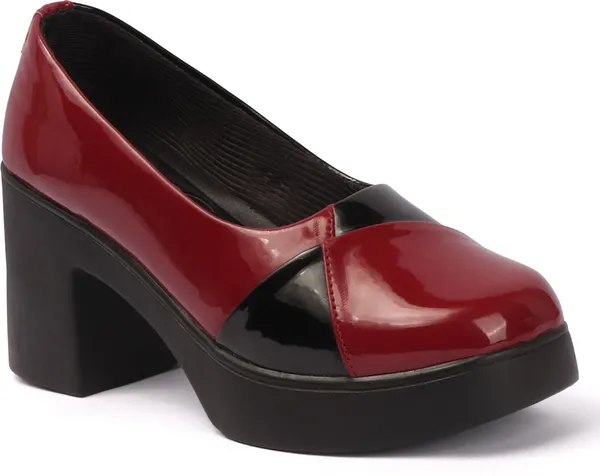 Maroon_Synthetic_Leather_Heels_For_Women