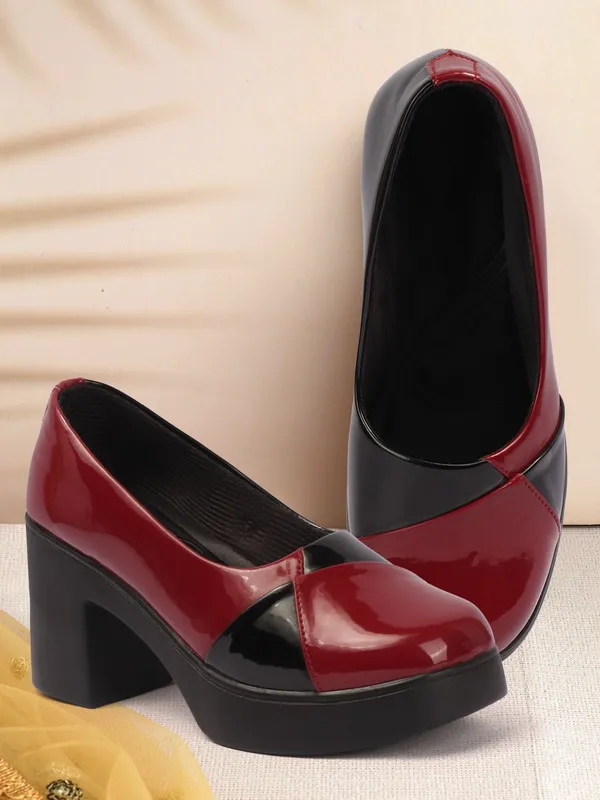 Maroon_Synthetic_Leather_Heels_For_Women