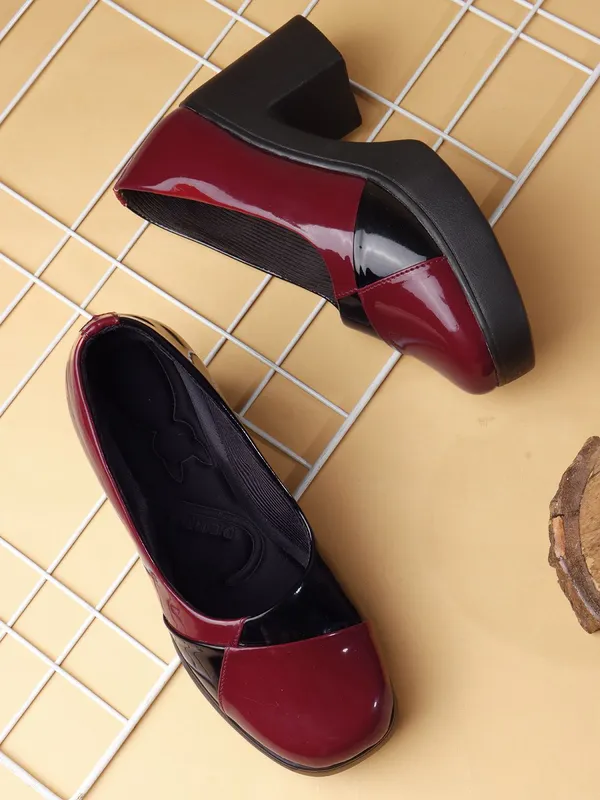 Maroon_Synthetic_Leather_Heels_For_Women