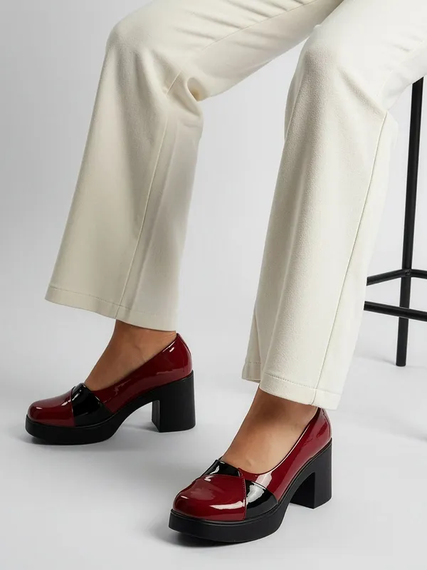 Maroon_Synthetic_Leather_Heels_For_Women