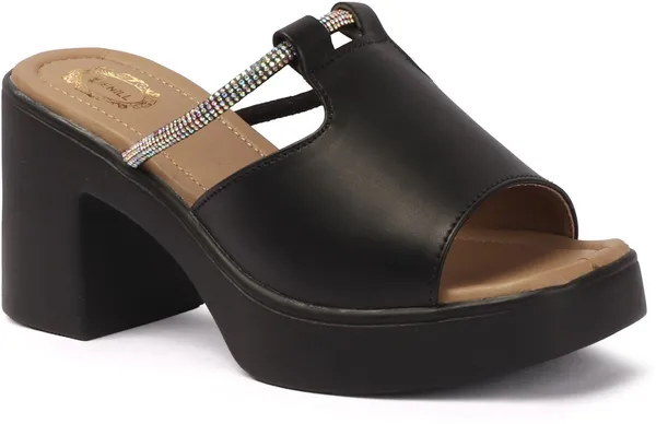 Black_Synthetic_Leather_Heels_For_Women