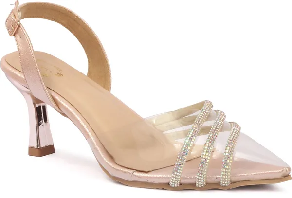Pink_Synthetic_Leather_Heels_For_Women