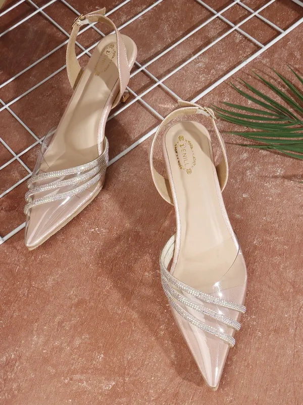 Pink_Synthetic_Leather_Heels_For_Women