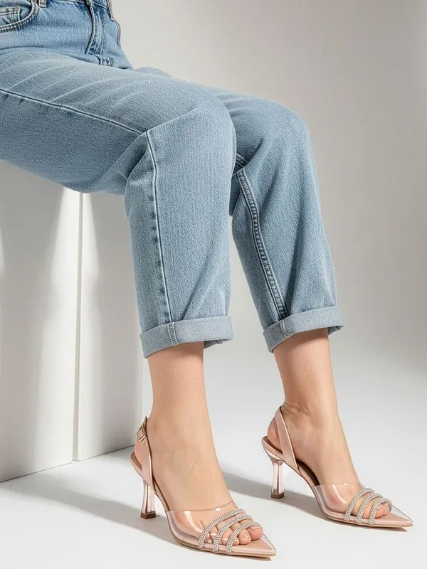 Pink_Synthetic_Leather_Heels_For_Women