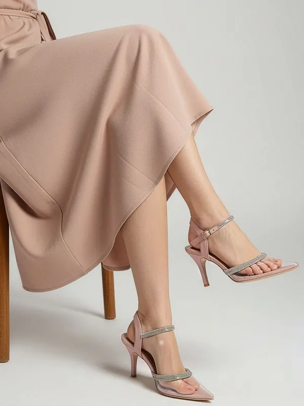 Pink_Synthetic_Leather_Heels_For_Women