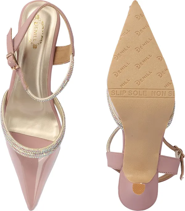 Pink_Synthetic_Leather_Heels_For_Women