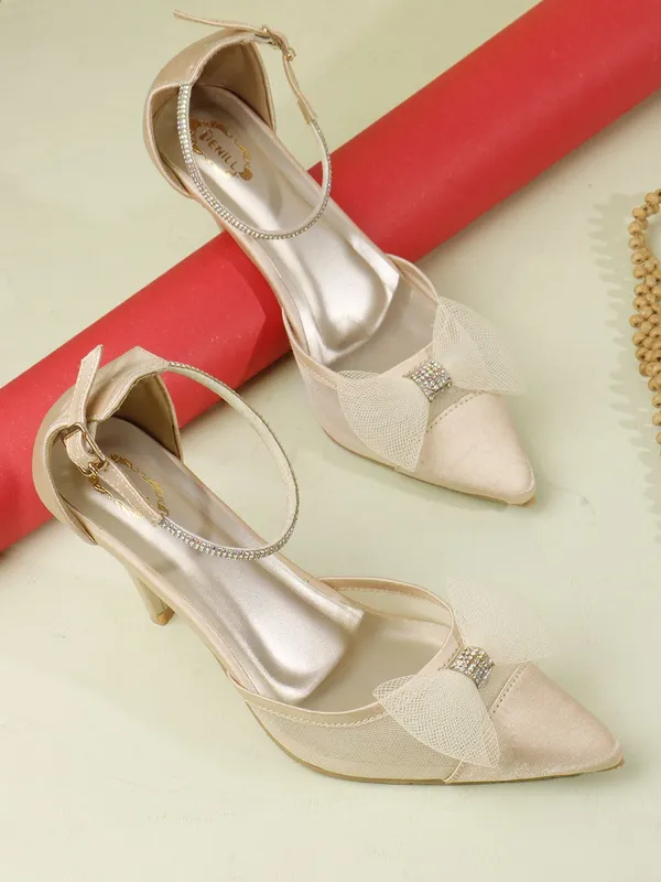 Beige_Synthetic_Leather_Heels_For_Women