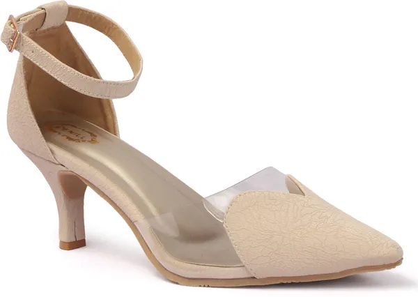 Beige_Synthetic_Leather_Heels_For_Women
