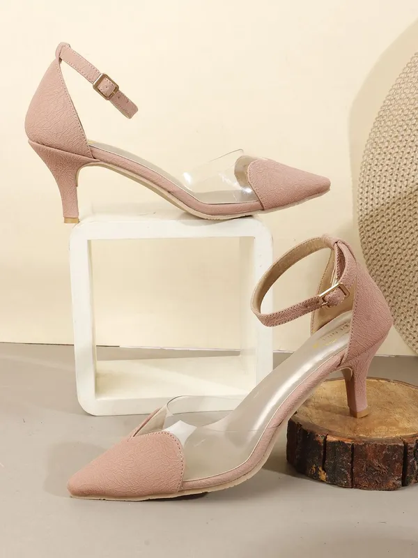 Pink_Synthetic_Leather_Heels_For_Women