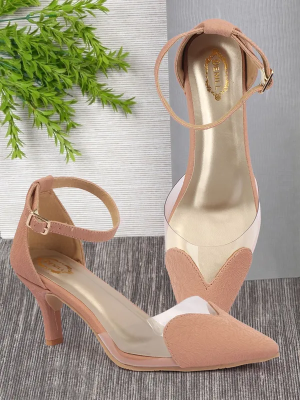 Pink_Synthetic_Leather_Heels_For_Women