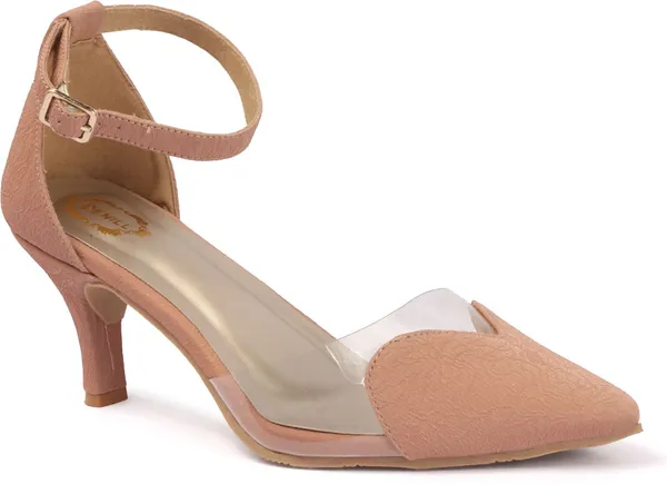 Pink_Synthetic_Leather_Heels_For_Women