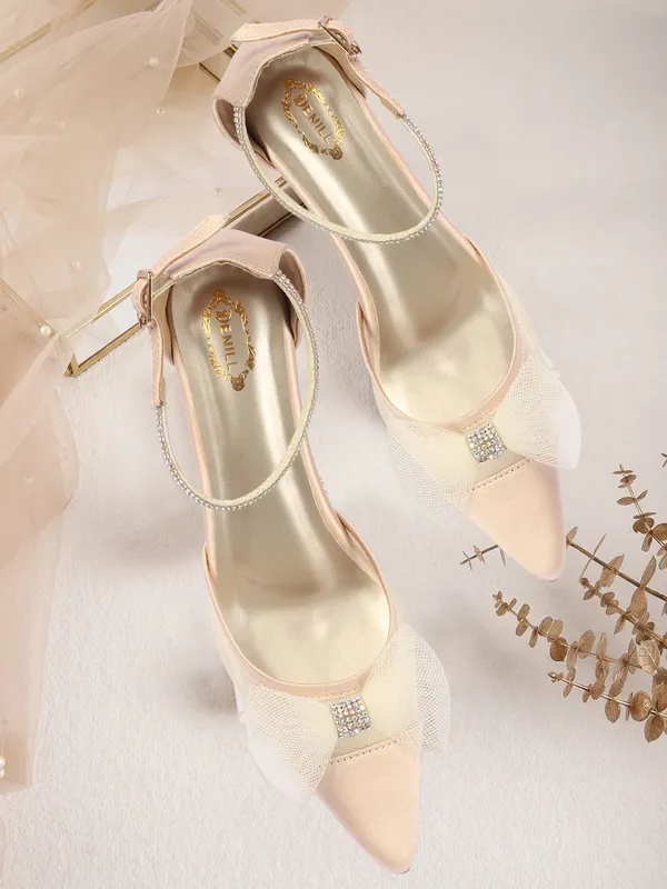 Gold_Synthetic_Leather_Heels_For_Women