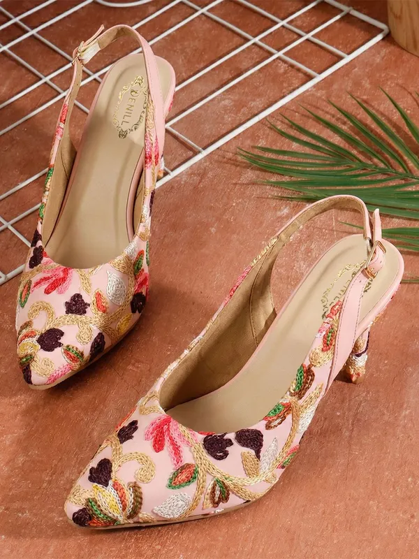 Pink_Synthetic_Leather_Heels_For_Women