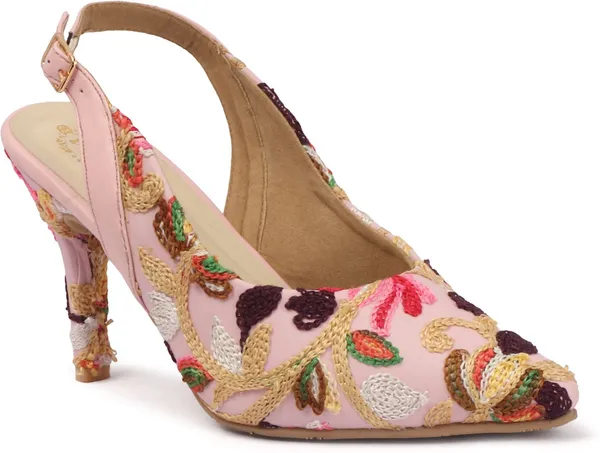 Pink_Synthetic_Leather_Heels_For_Women