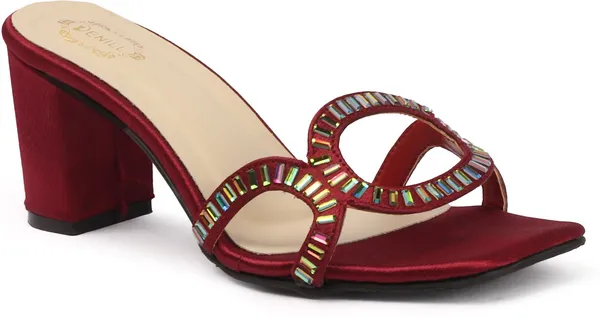 Maroon_Synthetic_Leather_Heels_For_Women