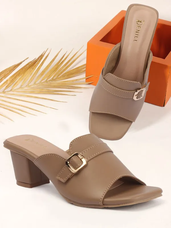 Beige_Synthetic_Leather_Heels_For_Women